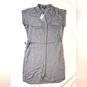 NWT EXPRESS Rayon Button Down Shirt Dress with Belt